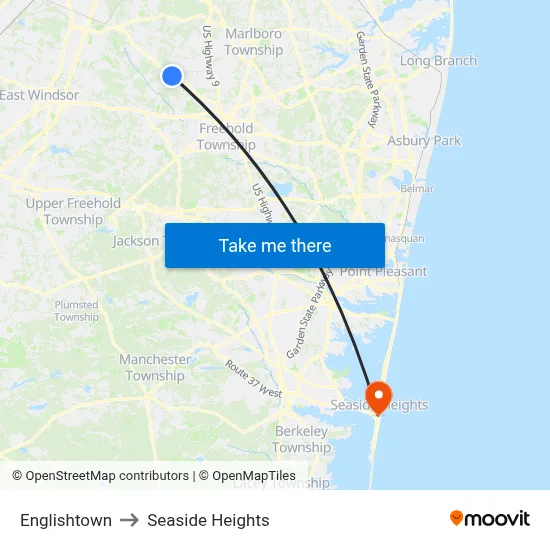 Englishtown to Seaside Heights map