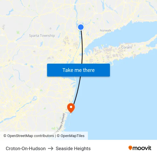 Croton-On-Hudson to Seaside Heights map