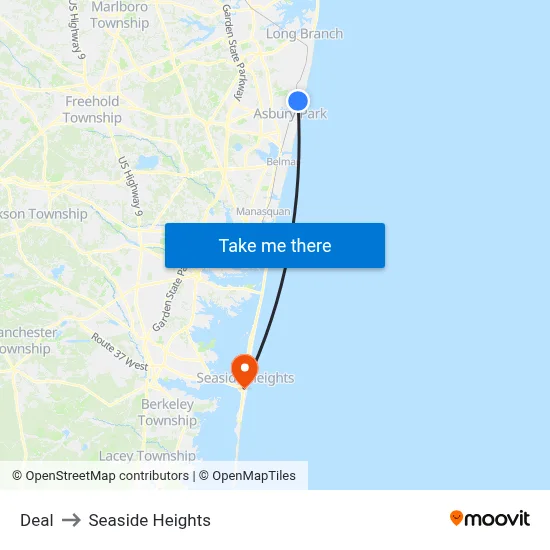 Deal to Seaside Heights map
