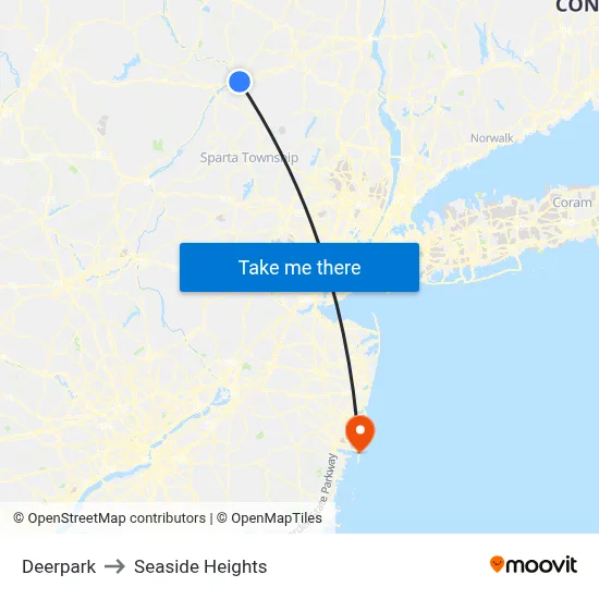 Deerpark to Seaside Heights map