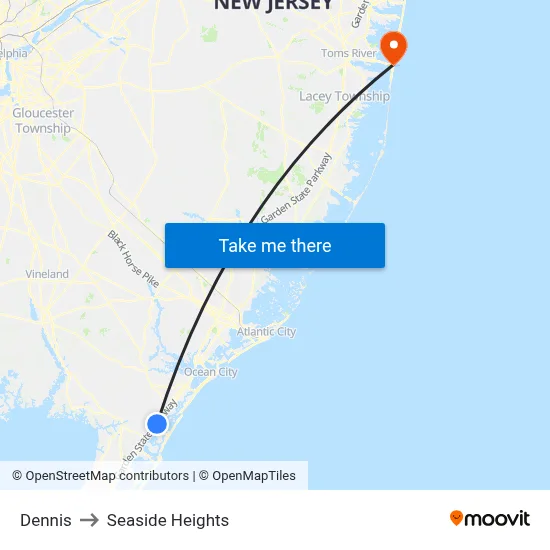 Dennis to Seaside Heights map