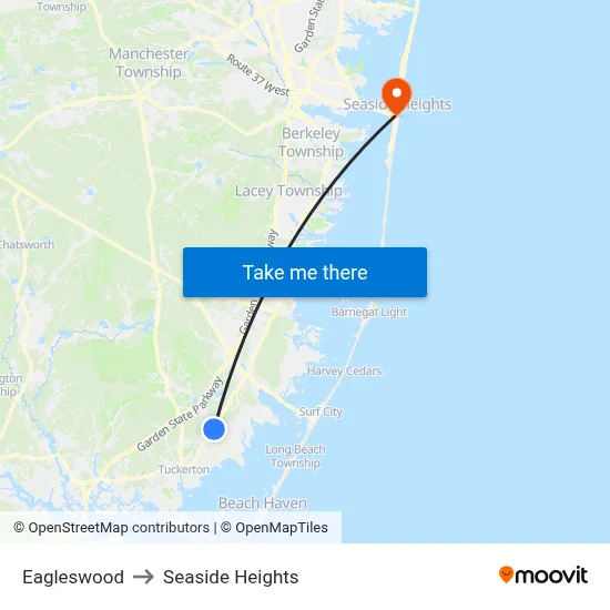 Eagleswood to Seaside Heights map
