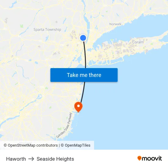 Haworth to Seaside Heights map