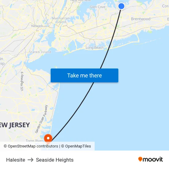 Halesite to Seaside Heights map
