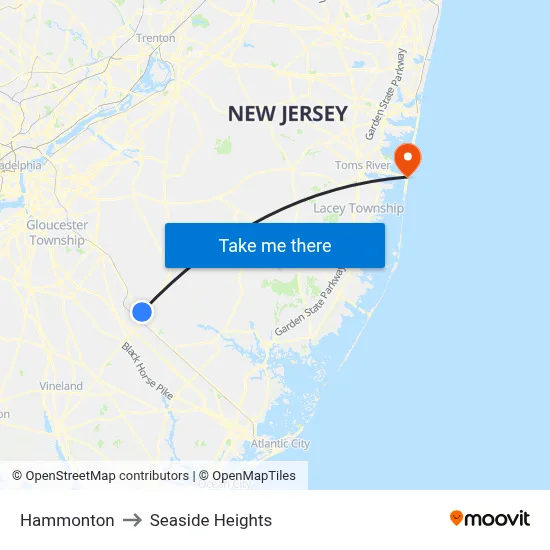 Hammonton to Seaside Heights map