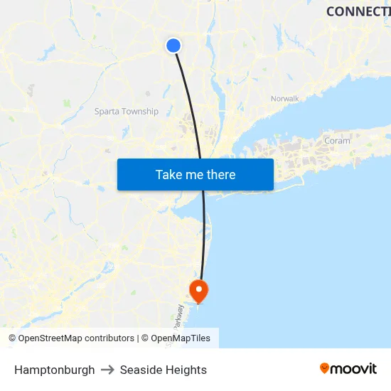 Hamptonburgh to Seaside Heights map