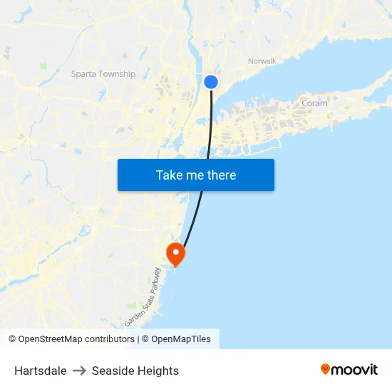 Hartsdale to Seaside Heights map