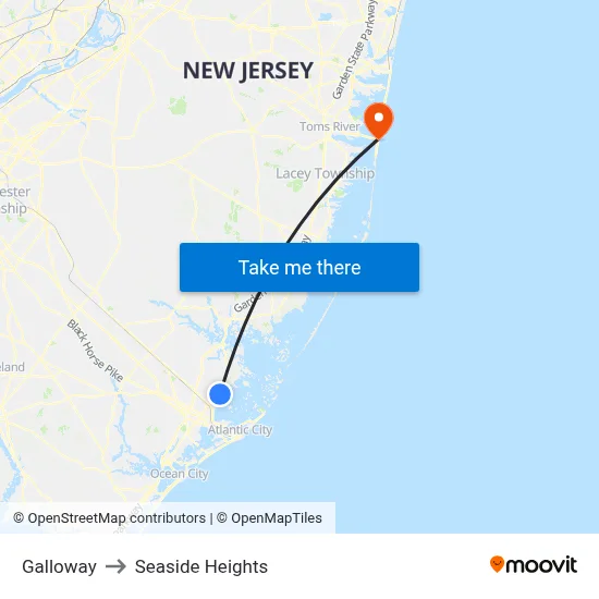 Galloway to Seaside Heights map
