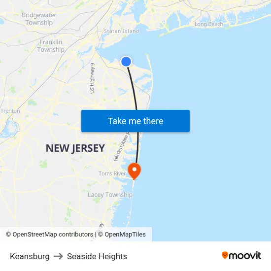 Keansburg to Seaside Heights map