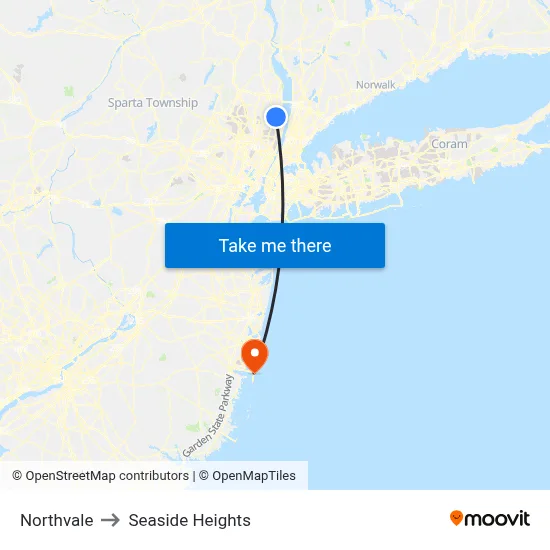 Northvale to Seaside Heights map