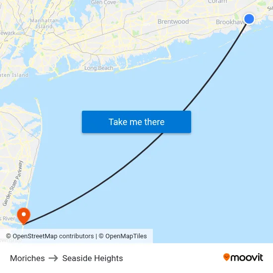 Moriches to Seaside Heights map