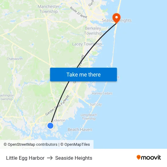 Little Egg Harbor to Seaside Heights map