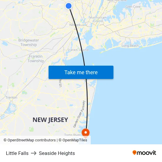 Little Falls to Seaside Heights map