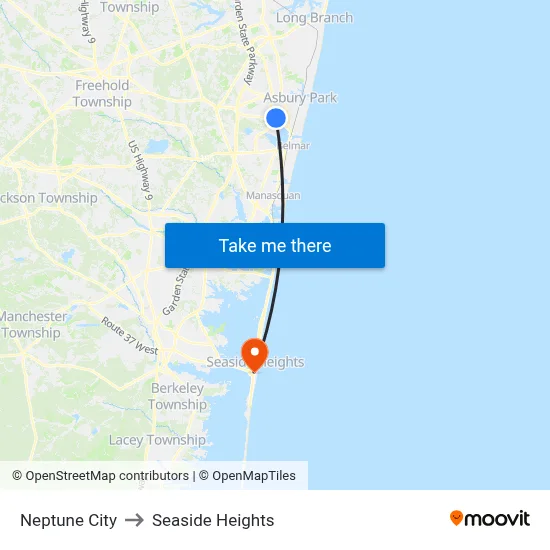 Neptune City to Seaside Heights map