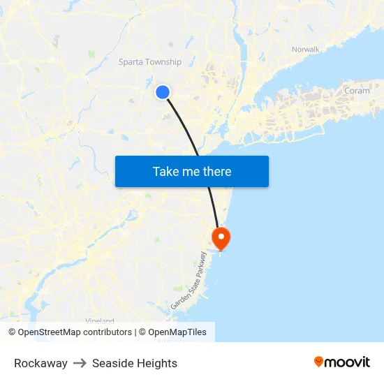 Rockaway to Seaside Heights map