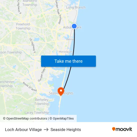 Loch Arbour Village to Seaside Heights map