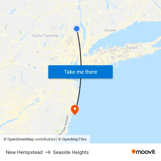 New Hempstead to Seaside Heights map