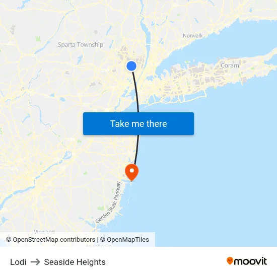Lodi to Seaside Heights map