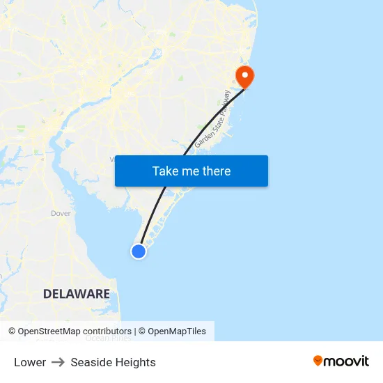 Lower to Seaside Heights map