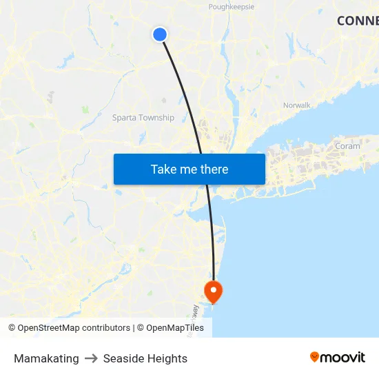 Mamakating to Seaside Heights map