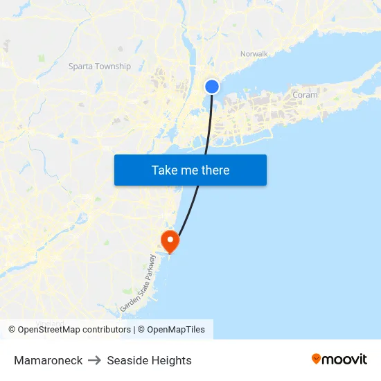 Mamaroneck to Seaside Heights map