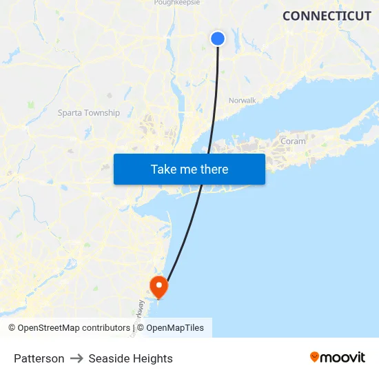 Patterson to Seaside Heights map
