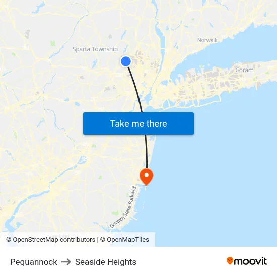 Pequannock to Seaside Heights map