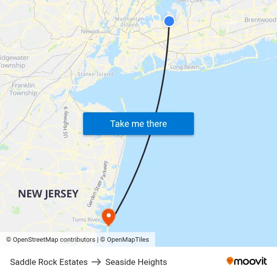 Saddle Rock Estates to Seaside Heights map