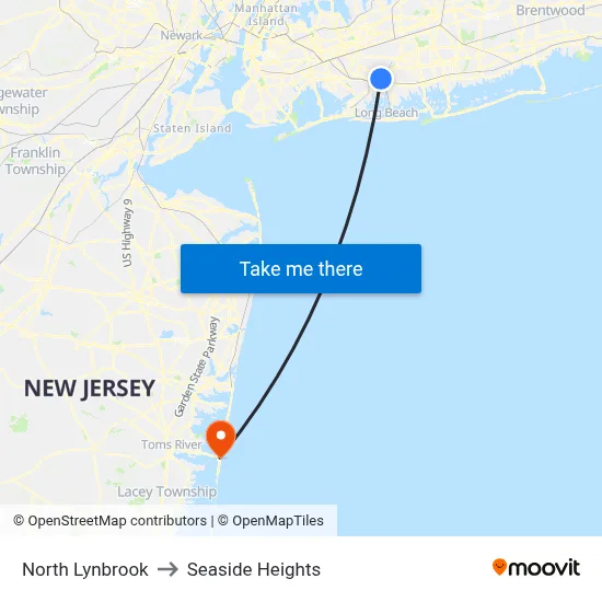 North Lynbrook to Seaside Heights map