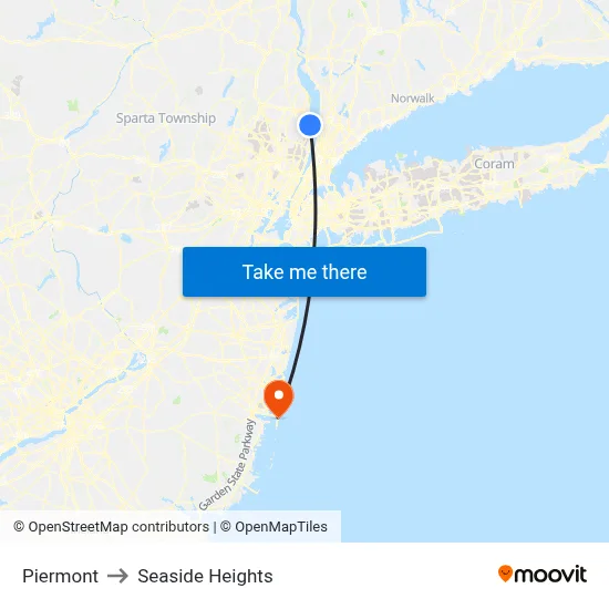Piermont to Seaside Heights map