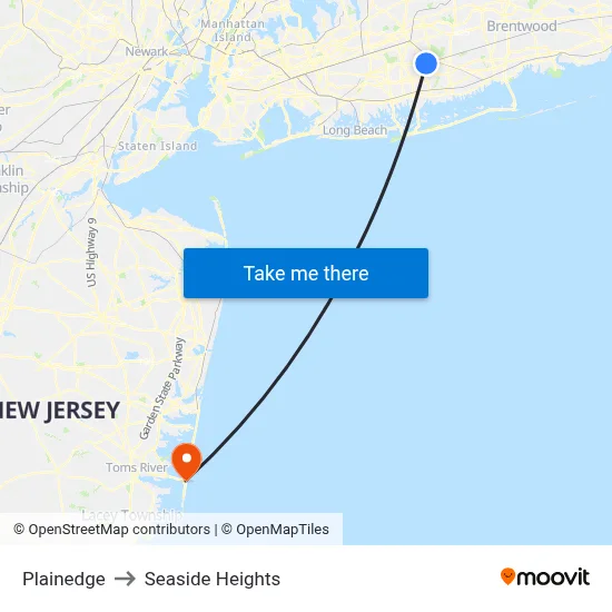 Plainedge to Seaside Heights map