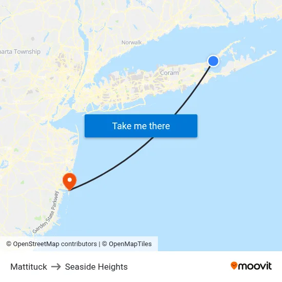Mattituck to Seaside Heights map