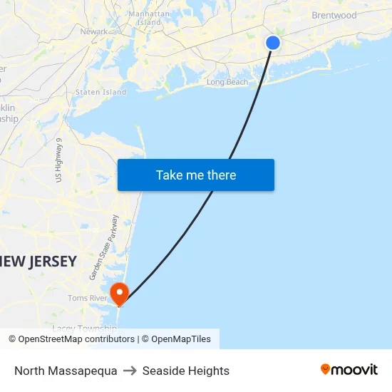 North Massapequa to Seaside Heights map