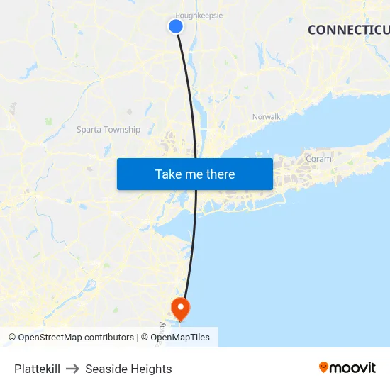 Plattekill to Seaside Heights map