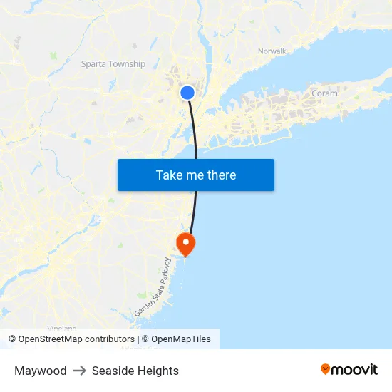 Maywood to Seaside Heights map