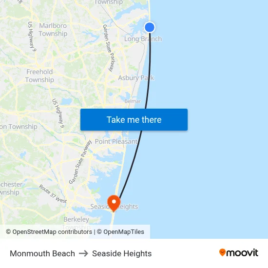 Monmouth Beach to Seaside Heights map