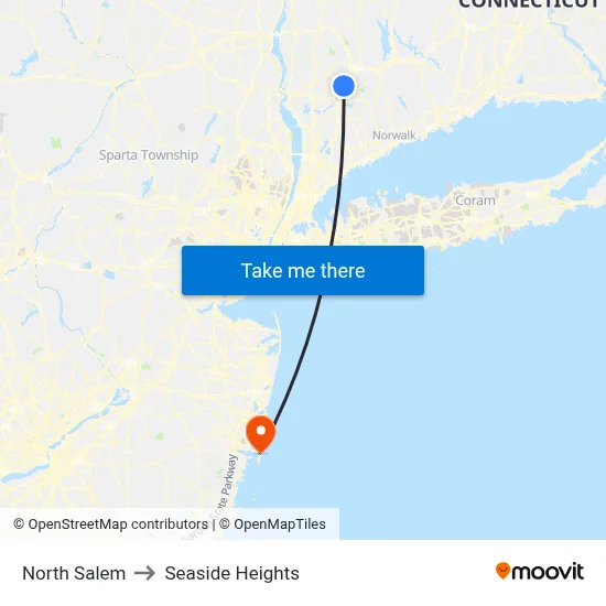 North Salem to Seaside Heights map
