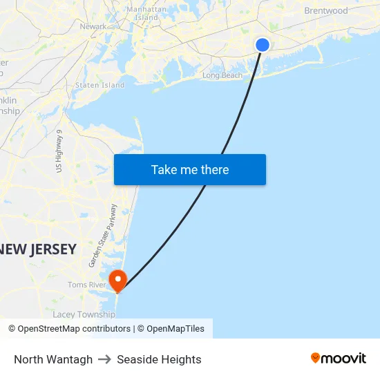 North Wantagh to Seaside Heights map