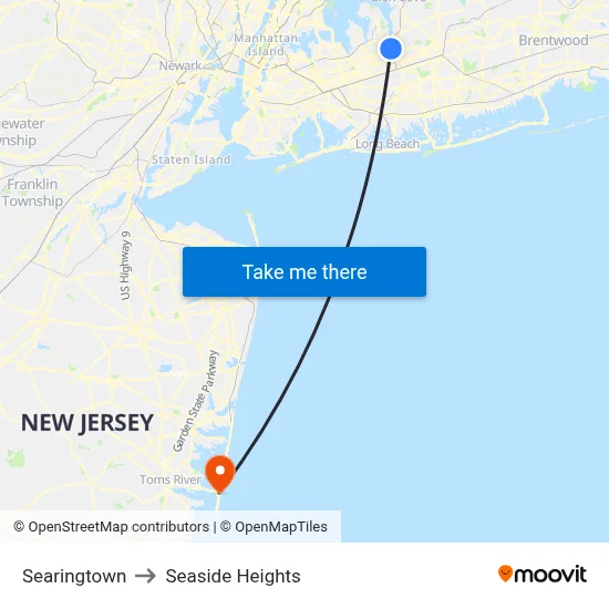 Searingtown to Seaside Heights map