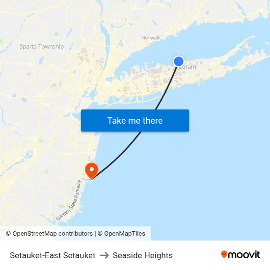 Setauket-East Setauket to Seaside Heights map