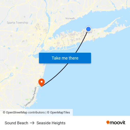 Sound Beach, Ny to Seaside Heights map