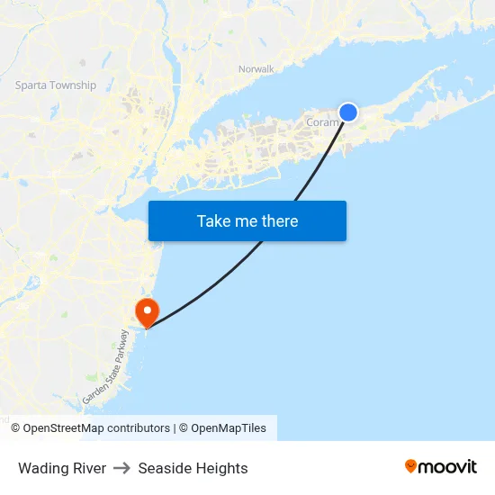 Wading River to Seaside Heights map