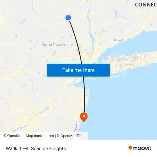 Wallkill to Seaside Heights map