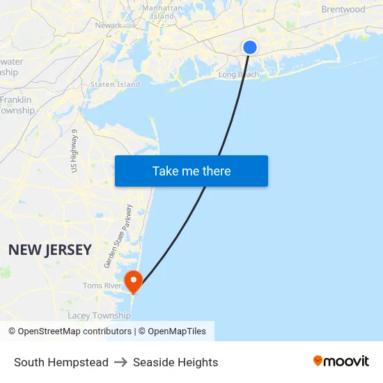 South Hempstead to Seaside Heights map