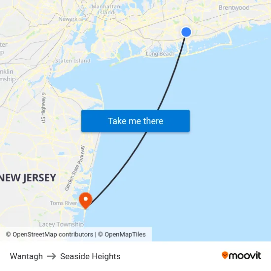 Wantagh to Seaside Heights map