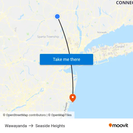 Wawayanda to Seaside Heights map