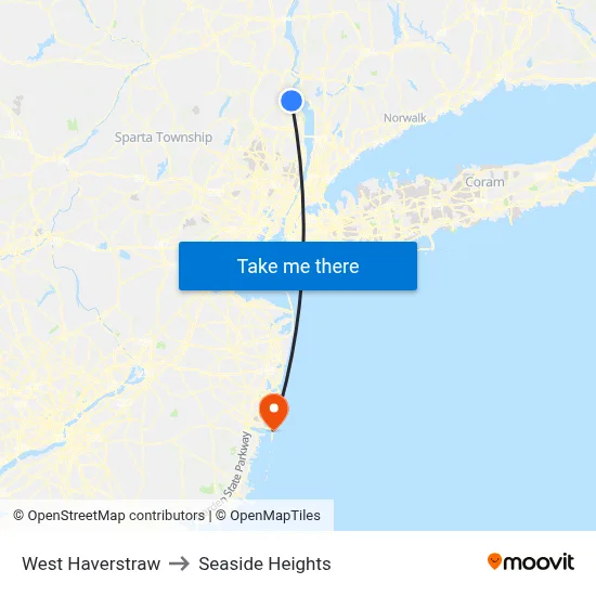 West Haverstraw to Seaside Heights map
