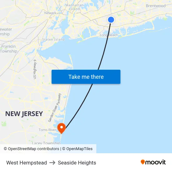 West Hempstead to Seaside Heights map