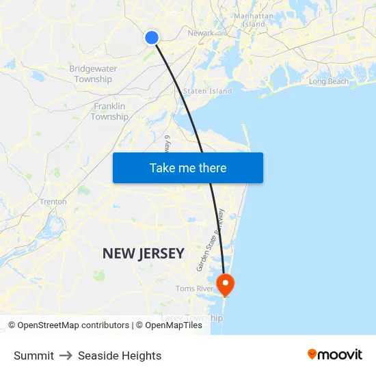 Summit to Seaside Heights map