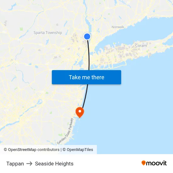 Tappan to Seaside Heights map